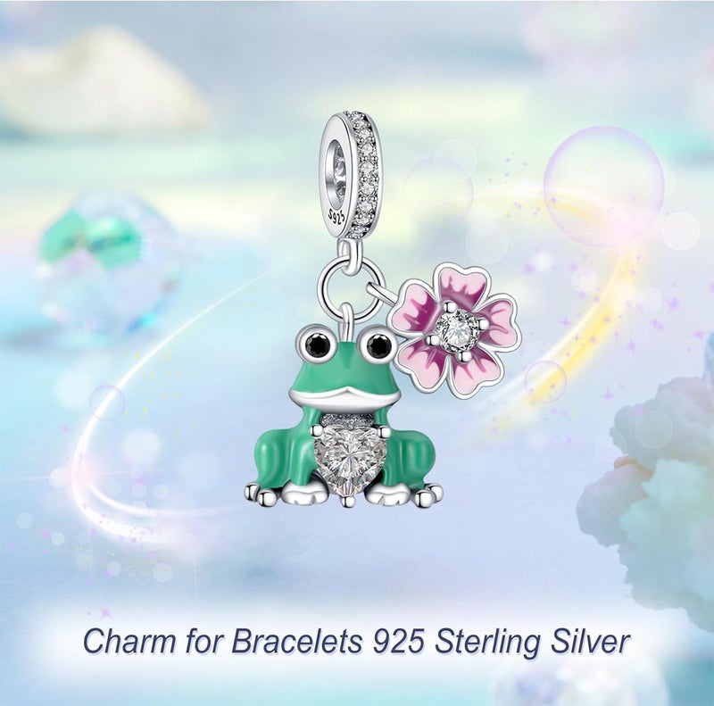 YUMINN 925 Sterling Silver Charms for Bracelets Gold Love and Heart Charms Cherry Blossom Dangle Beads Jewelry for Women - Image 2